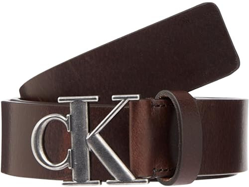 Calvin Klein Jeans Herren Gürtel Round Mono Plaque Leather Belt aus Leder, Braun (Bitter Brown), 100 cm
