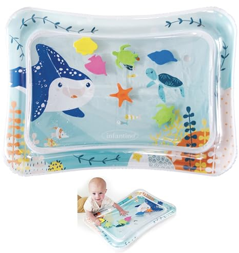 Infantino Jumbo Pat & Play Wassermatte, Wassermatte mit Meeresmotiven, schmutzfreies Wasserspiel für Babys, unterstützt Bauchzeit und Motorikentwicklung, Mehrfarbig, ab 3 Monaten