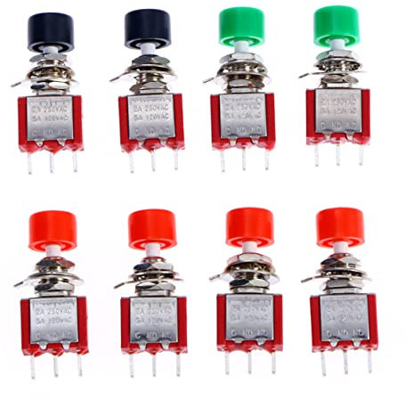 Hemobllo 8stücke Druckknopf Momentan Ohne Verriegelung Metallknopf Ac Ac Montageloch Für Schalter Steuerung Von Stromkreisen