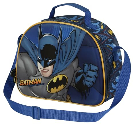Batman Night-Bolsa Portamerienda 3D, Azul Oscuro, 25,5 x 20 cm