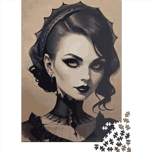 GQmoney Puzzles für Erwachsene, Goth Beauty, 1000 Teile, Holzpuzzle, kreatives Puzzle für Erwachsene, Familien-Lernspiel für Erwachsene und Jugendliche, 1000 Teile (75 x 50 cm)