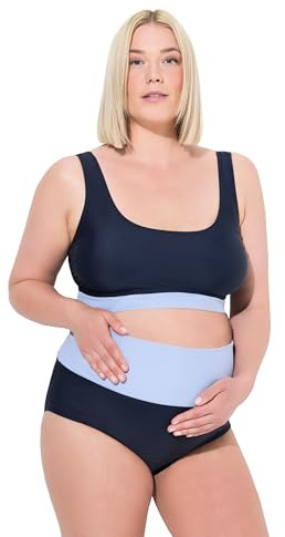 Ulla Popken Damen große Größen Übergrößen Plus Size Bikini, ohne Softcups, breiter Elastikbund Marine 48 831626130-48