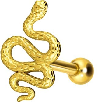 PIERCINGLINE Ohrpiercing Chirurgenstahl Schlange Piercing Ohr-Stecker Helix Tragus Goldfarben