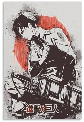 MNABSO Attack on Titan Anime Role Levi Ackerman Black And White Fan Art Poster Dekorative Malerei Leinwand Wandkunst Wohnzimmer Poster Schlafzimmer Malerei 12x18inch(30x45cm)