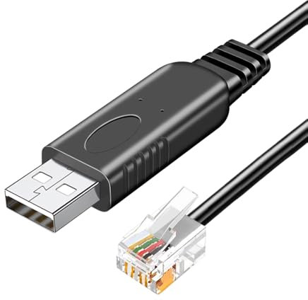 RIKYJIC USB-auf-RJ11-RJ12-Debugging-Kabel für RS232-Steuerungskonfiguration, 1,8 m, schwarzes Kabel, ideal für Registrierkassen und Waagen (USB auf RJ12 (6P6C))
