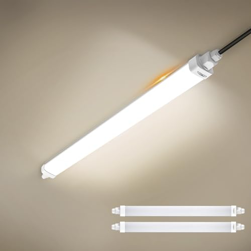 TONFFI 2 Stück LED Feuchtraumleuchte 60CM mit 18W 1800lm 4000K Linkable LED Röhrelampe Wannenleuchte Kellerleuchte Büroleuchte IP65 für Innen-Außen Garage, Balkon, Keller, Flur, Treppe,Büro