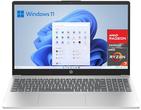 HP 15-fc0102ns- Ordenador portátil de 15.6 Full HD AMD Ryzen 7 7730U, 16 GB RAM, 1TB SSD, AMD Radeon Graphics, Windows 11 Plata - Teclado QWERTY Español, Ryzen 7-7730U, 16GB, 1000GB