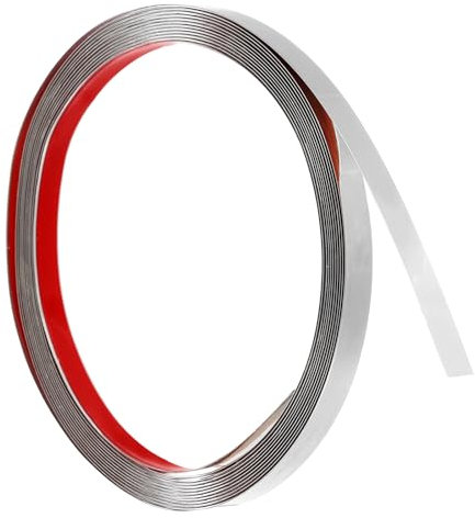 sourcing map Moulure murale autocollante en acier inoxydable, 5 m x 1 cm, finition métallisée semblable à un miroir, pour décoration d'intérieur, à faire soi-même, argenté