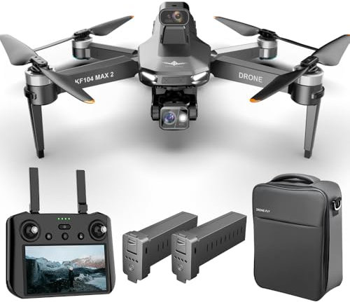 Teeggi KF104 MAX2 Drone with 4K Camera for Adults, Remote Control with Screen, 6km Control Distance, 3-Axis Gimbal, 360° Obstacle Avoidance, Professional GPS Drone RC Quadcopter, 3 Batteries