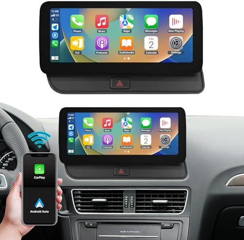 Ninetom Autoradio 12,3 Zoll Touchscreen mit kabellosem Carplay und Android Auto für 2009–2017 Audi Q5 mit 3G MMI+ System, unterstützt Mirrorlink, Kamera, Navigation