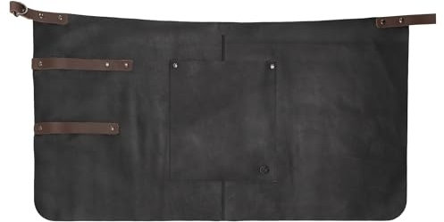 Hide & Stitches Lederschürze Verstellbar mit Vordertasche BBQ Grillschürze Braun