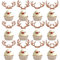 24 Stück Weihnachten Hirsche Tortendeko Glitzer Frohe Weihnachten Geweih Kuchen Deko Frohe Weihnachten Cupcake Toppers für Frohe Weihnachten Thema Baby Dusche Geburtstag Kuchen Dekorationen Braun