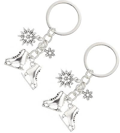 GAROZATION 2stücke Kreative Schlittschuh Schlüsselanhänger Mit Anhängering Leichte Eiskunstlauf Taschenanhänger Modische Dekorative Ringe Für Schulranzen Handtaschen Und Geldbeutel