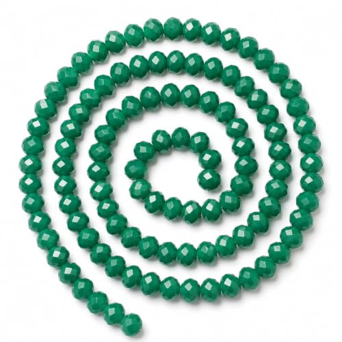 Perlin Perlas checas de cristal de Bohemia 3mm x 2mm Perlas checas Perlas de circonita checas Facetadas Rondeles Esferas Perlas de cristal 1 cadena 160 uds (Verde Opaco)