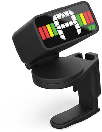 Accordeur de guitare D'Addario - Micro-accordeur rechargeable avec tête - Accordeur pour guitare acoustique, électrique et basse - Pince universelle - 1 pièce
