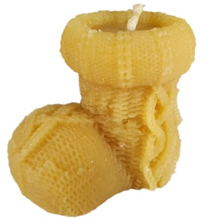Nikolaus Kerze Stiefel 5 cm aus 100% Bienenwachs – Weihnachtskerze mit Zopfmuster, Bienenwachskerze Made in Germany