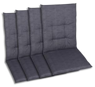 GO-DE Textil Bequeme und attraktive Polsterauflagen für Mittellehner-Gartenstühle (4er-Set, Uni Anthrazit, Mittellehner)