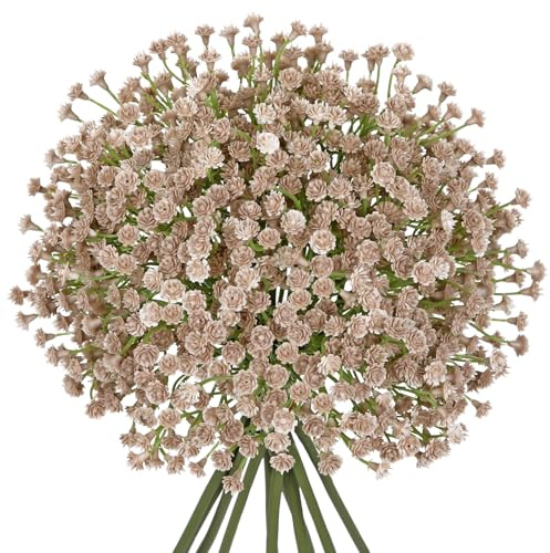 Briful 10 Stück Schleierkraut Künstliche Blumen Gypsophila Kunstblumen Wie Echt Cream Kunstzweig Blumensträuße für Hochzeit Party Home Décor