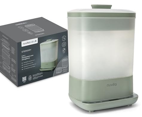 Nuvita 1088 SteriDry Stérilisateur et Séchoir 2-en-1 pour Biberons - Stérilisation à Vapeur 99,99%, Filtre HEPA pour un Séchage Purifié, Conservation Stérile pendant 72H, Grande Capacité, Minuterie