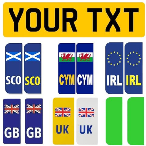 TownGifts Front And Rear Acrylic UK Sticker Personalised Your Car UK Flag EU Travel