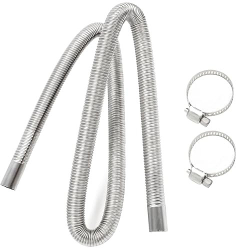 Suevut Manguera de Escape Flexible de Acero Inoxidable 1M para Coche y Generadores, Ubo de Drenaje de Piso para Calefacción Diésel con 2 Abrazaderas de Acero Inoxidable Sistema de Calefacción