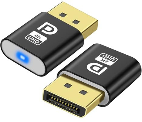 MEIRIYFA Display Port Headless Ghost Display Emulator, 4K DisplayPort Dummy Plug EDID Emulator Virtual Display Adapter für Krypto Mining, Remote Server, virtuelle Desktops (2PCS)