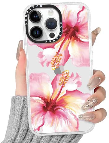 Vxinvnoi Coque pour iPhone 13 Pro Max, Fleur Aesthetic Design Motif Transparente Housse Anti-Rayures Protection Étui, Silicone Femme Fille Coque Etui Bumper Cover pour iPhone 13 Pro Max 6,7'' - Rose