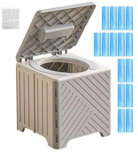 Tragbare Toilette Für Erwachsene Faltbarer Fäkalientank | 70 Kg Tragfähigkeit Erwachsene Tragbare Toilette Mit PVC-Pad für Damen Herren Senioren Wohnmobil Reise Krankenhaus Autoreise