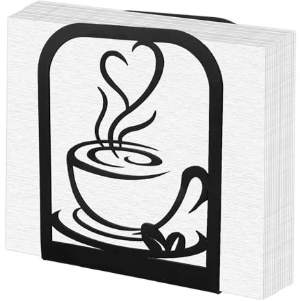 Penitue Porte-Serviettes Moderne sur Pied, Élégant Porte-Serviettes pour Table Porte-Mouchoirs en Métal Noir pour Cuisine Café Salle à Manger Restaurant (Tasses à Café)
