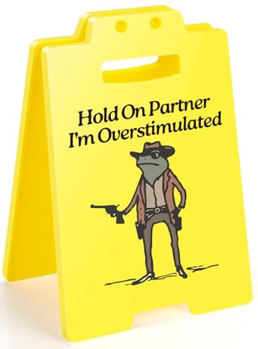 Lustiges Schreibtischschild.Bürodekoration–Schild ‘’Überdreht“,Frosch-Cowboy-Muster.humorvolles Büroaccessoire.Ein lustiges Geschenk für Kollegen,Mitarbeiter und Chefs.Reduziert Stress bei der Arbeit.