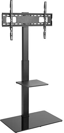 TV Floor Stand With Glass Base 37-70 Inch Screens Compatible with Mitchell & Brown JB-50QLED1811LIN JB-50CU1811 JB-55QLED1811 JB-55UHD18114KA Android Smart