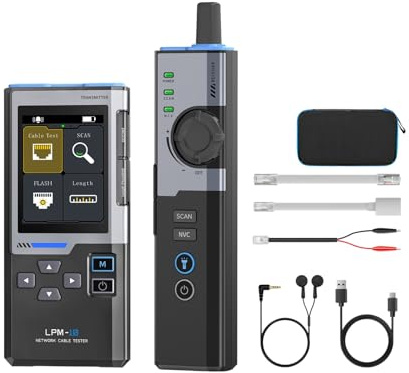 Tester cavi di rete,Tester lan Test anti-interferenza del cavo PoE, Test di crimpatura, Test di velocità del cavo, Test di lampeggio della porta, Rilevamento senza contatto NCV (LPM-10A)