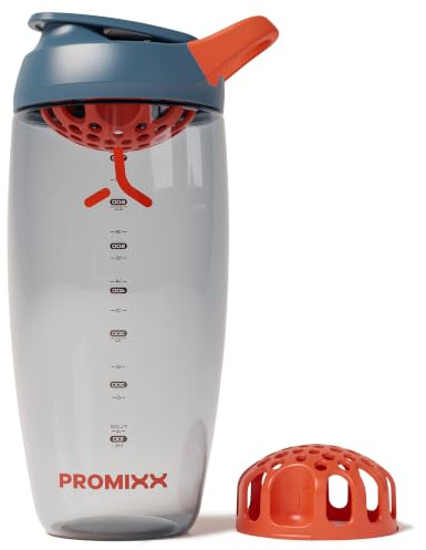 PROMIXX Pursuit Protein Shaker Bottle 760ml, Ecozen, Midnight Blue | Silent Snap-Fit Mixer For Lump-Free Shakes, Leak-Proof BPA-Free Ecozen Gym Shaker With Measurement Marks