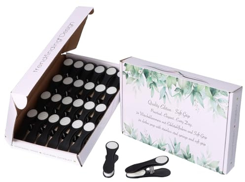 24 Wäscheklammern Wäscheclips mit Druckfedern aus Edelstahl und Soft Grip Softgrip Soft Touch Softtouch Schwarz Weiß