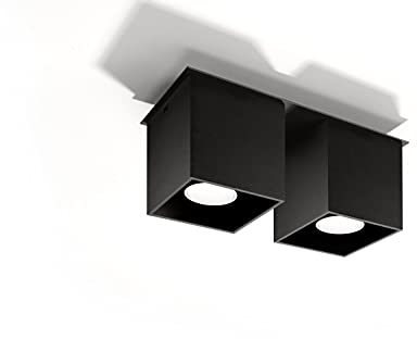 Licht-Erlebnisse Bauhaus Deckenleuchte (B10cm, L26cm, 2-flmg., Bauhaus, in Schwarz, Rechteckiger Schirm) Küchenlampe Innenlampe Flurleuchte Deckenlampe