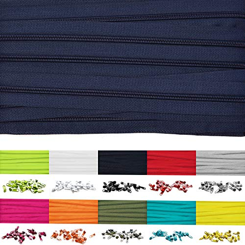 10m Endlosreißverschluss 5mm mit 20 zipper reißverschluss endlos Dunkelblau