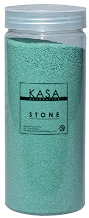 KASA DECORATION Gefärbter Sand Tiffany-Grün für Dekorationen 1120 g, 11 dekorative Farben in starren Dosen mit Schraubverschluss, dünn 0,2-0,6 mm, ideal für Ihre Dekorationsideen
