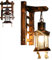E27 Wandlampe Retro Massivholz Wandleuchte Kunst Eisen Laterne Antike Bar Cafe Restaurant Wandbeleuchtung Wohnzimmer Schlafzimmer Dekorative Beleuchtung Glas Innenwandleuchte (F)
