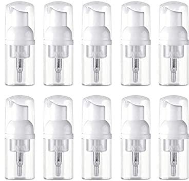 30ml/1oz Foam Pump Bottle Refillable Clear Plastic Foam Mousse Pump Dispenser Bottle for Cleaning, Travel, Cosmetics Packaging(10PCS,Transparent