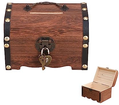 DAGORD Schatztruhe 14,5x10,5x10 cm Holz Schatztruhe Box Vintage Holz Schatztruhe Holztruhe Schatztruhe Holz Klein mit Schloss für Aufbewahren und Dekorieren Kindergeschenk