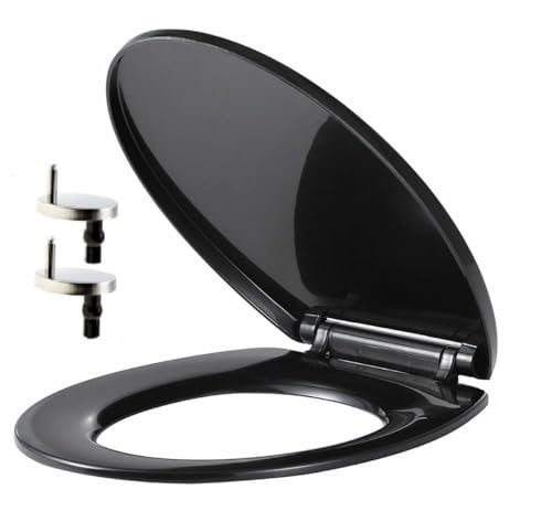 Soft Close Toilet Seat with Quick Release for Easy Cleaning Durable Loo Seat Easy Installation with Top Fixing and Adjustable Hinges Hard Wearing Premium UF Material Black