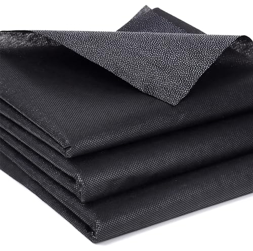 KINGSOW Iron-On Fusible Interfacing Lightweight: Black Single-Sided 100cm Wide 3Metres Soft Non-Woven Interlining Fabric for Sewing