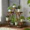 Rafaelo Mobilia Wooden Plant Stand, Wooden Display Stand, Plant Holder, Standing Shelf with Wheels for Indoor and Garden Use