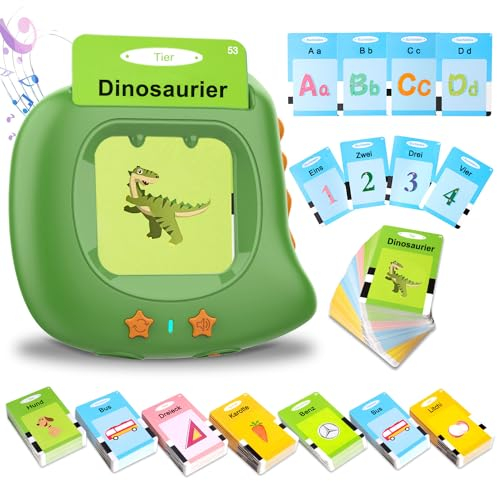 Sprechende Flash-Karten, Standard Deutsch-194 Blätter 388 Wörter, Sprechende Flash Karten Lernspielzeug für Kleinkinder 2-4 Jahre Alt, Interaktive Spielzeug für Jungen Mädchen