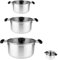 Pintinox, set 3 pentole salvaspazio impilabili in acciaio 18/10 con coperchio,batteria adatta all'induzione, Diametro 16, 20, 24 cm