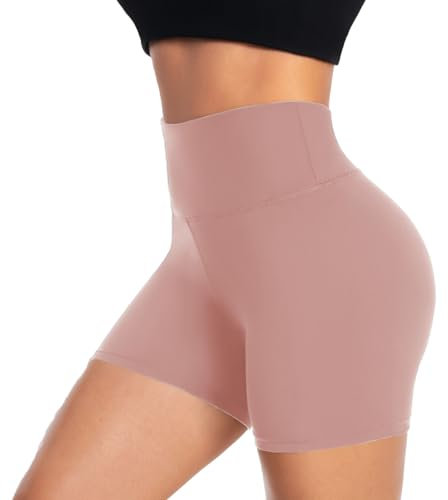 ACTINPUT Radlerhose Damen Kurze Shorts High Waist Sporthose Leggings Blickdicht Hotpants Unterhose Boxershorts Sommer(Rosa,L-XL)