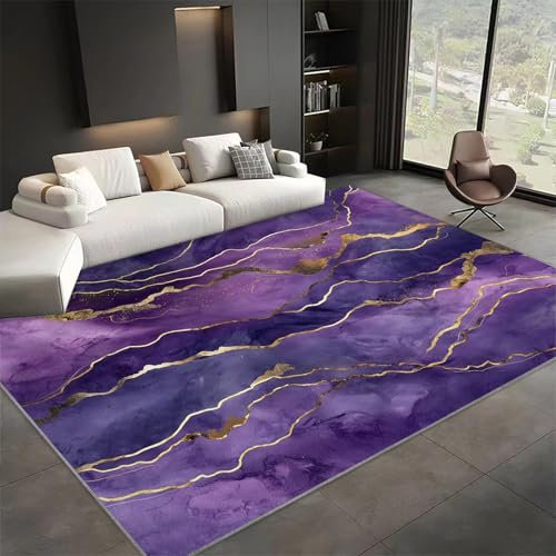 Generico Tappeto Salotto Marmo Viola 60x90 cm Moderno Pelo Corto per Soggiorno Camera da Letto Tappeti Salotto Studio Ufficio Moderni Tappeto Morbido Antiscivolo