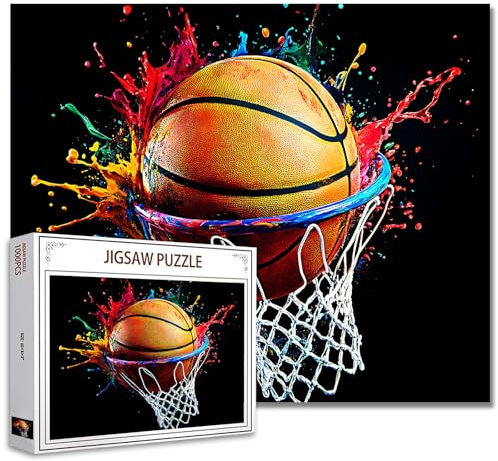 Tucocoo 1000-teiliges Puzzle für Erwachsene, buntes Basketball-Puzzle, abstrakte Kunst, 1000 Teile, Puzzles für anspruchsvolle Familienaktivitäten, Lernspiel, DIY, Basteln, Puzzle, Wanddekoration,