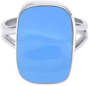 NILOY Blauer ChalcedonEdelstein 925 Sterling Silber handgemachter Ring für Männer und Frauen Ring Boho Silber Ring SchmuckPGR-039AN_70 (22.3)
