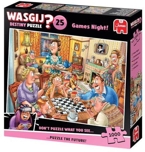 Wasgij Destiny 25 - Spieleabend - Games Night - Puzzle für Erwachsene - Lustiges Puzzle - 100% recycelter Karton - 1000 Teile - Jumbo